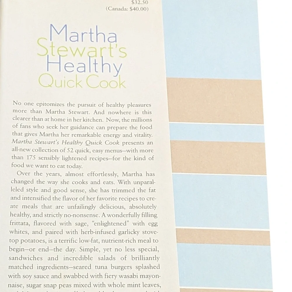 Martha Stewart Healthy Quick Cook Hardcover 1997 Seasonal Recipes Cookbook